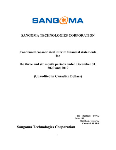 Vorschaubild Sangoma Technologies Quartalsbericht fy2021-q2