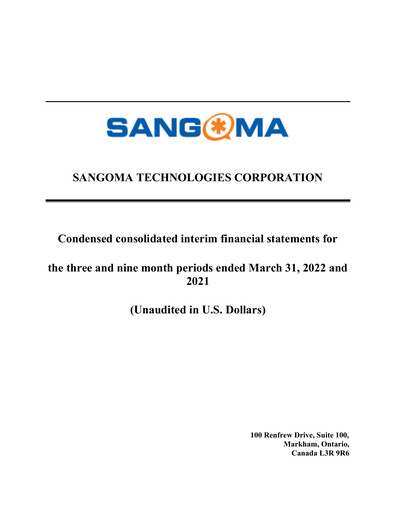 Vorschaubild Sangoma Technologies Quartalsbericht fy2022-q3