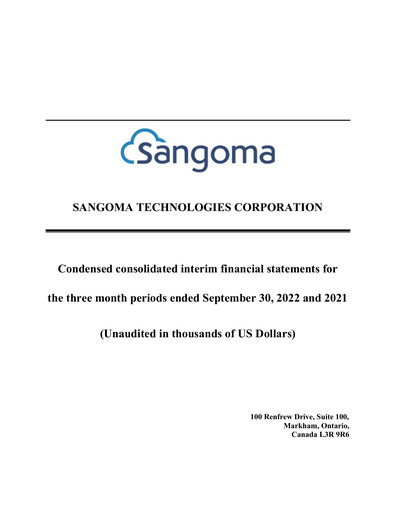 Vorschaubild Sangoma Technologies Quartalsbericht fy2023-q1