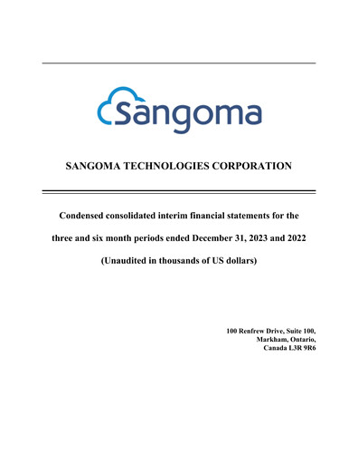 Vorschaubild Sangoma Technologies Quartalsbericht fy2024-q2