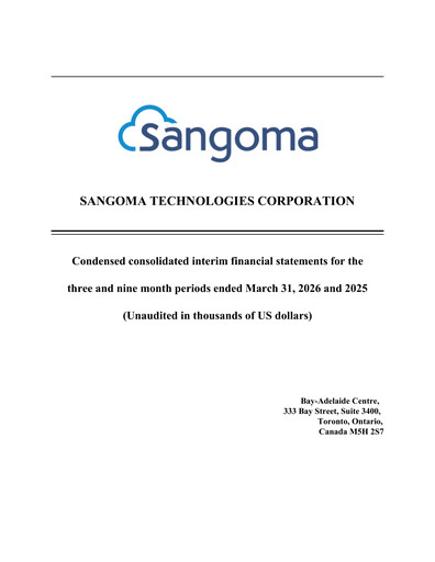 Vorschaubild Sangoma Technologies Quartalsbericht fy2026-q3
