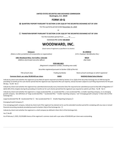 Thumbnail Woodward Quarterly Report 2025-q1
