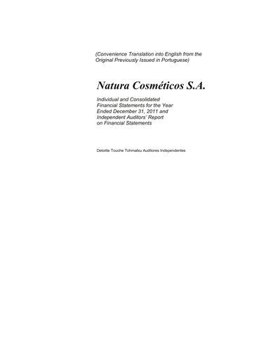 Thumbnail Natura&Co Financial Statement 2011