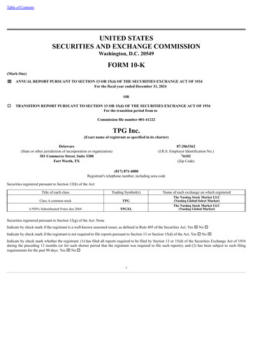 Miniature TPG Inc. Rapport annuel 2024