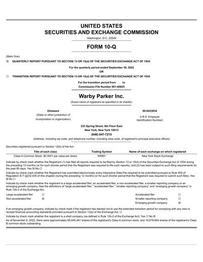 Thumbnail Warby Parker Quarterly Report 2022-q3