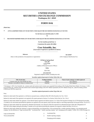 Thumbnail Core Scientific Annual Report 2022
