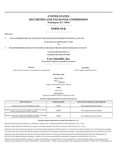 Thumbnail Core Scientific Annual Report 2023