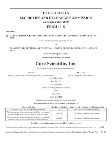 Vorschaubild Core Scientific Jahresbericht 2024