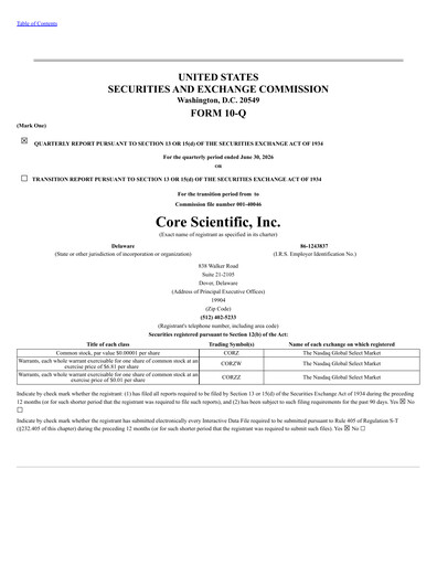 Miniature Core Scientific Rapport trimestriel 2026-q2