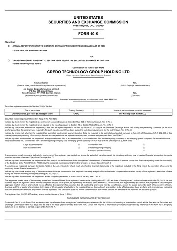 Miniature Credo Technology Rapport annuel 2024