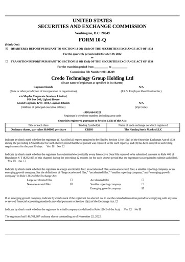 Miniature Credo Technology Rapport trimestriel 2023-q2