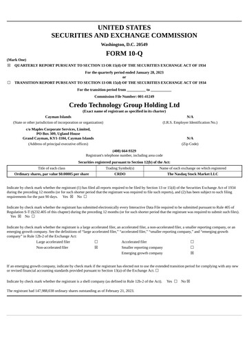 Miniature Credo Technology Rapport trimestriel 2023-q3