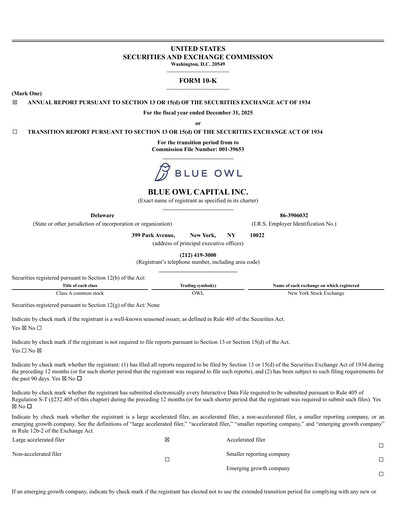 Thumbnail Blue Owl Capital Annual Report 2025