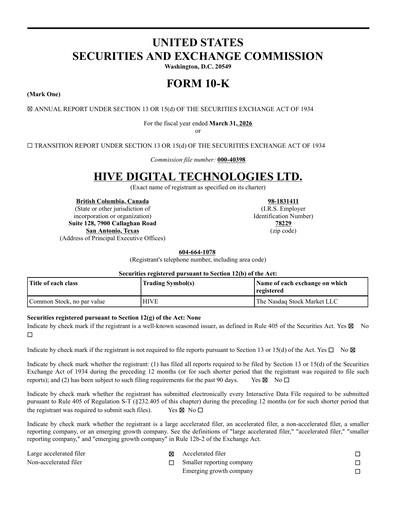 Thumbnail HIVE Digital Technologies Annual Report fy2026