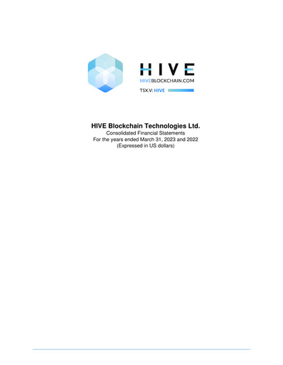 Thumbnail HIVE Digital Technologies Financial Statement fy2023