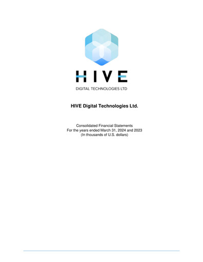 Thumbnail HIVE Digital Technologies Financial Statement fy2024