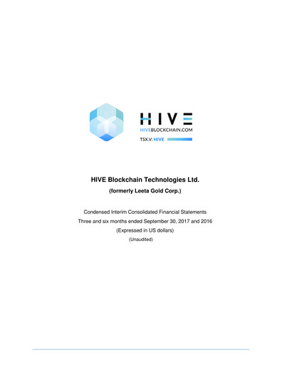 Thumbnail HIVE Digital Technologies Quarterly Report 2017-q2