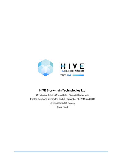 Thumbnail HIVE Digital Technologies Quarterly Report 2019-q2