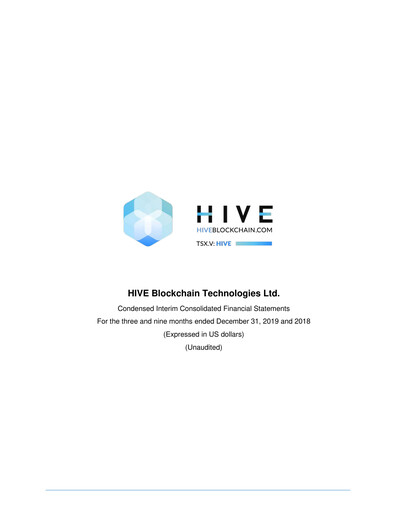 Thumbnail HIVE Digital Technologies Quarterly Report 2019-q3