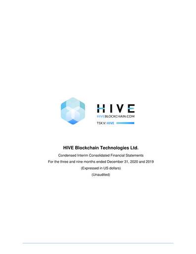 Thumbnail HIVE Digital Technologies Quarterly Report 2020-q3