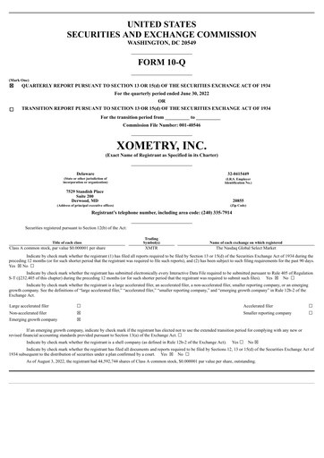 Miniature Xometry Rapport trimestriel 2022-q2