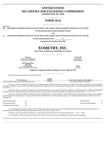 Miniature Xometry Rapport trimestriel 2022-q3