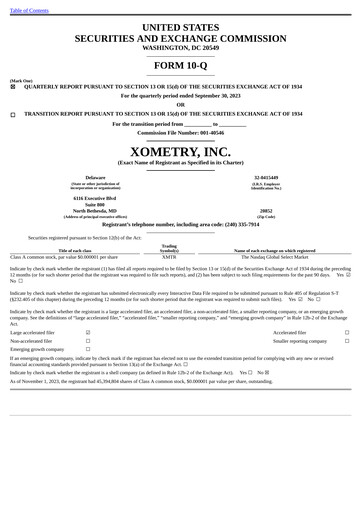 Miniature Xometry Rapport trimestriel 2023-q3
