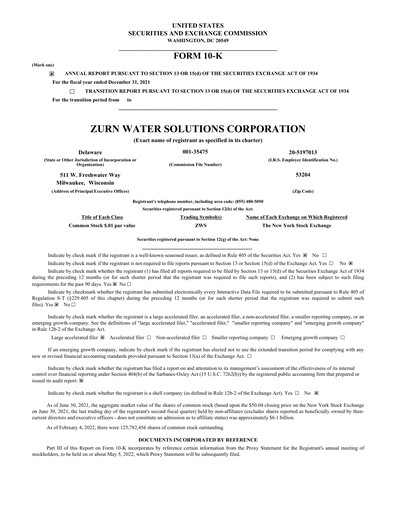 Thumbnail Zurn Elkay Water Solutions Financial Report 2021