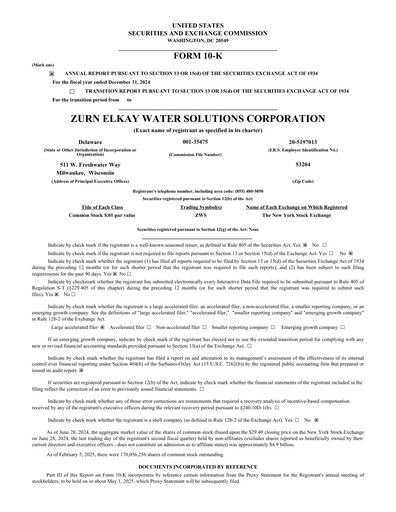 Thumbnail Zurn Elkay Water Solutions Financial Report 2024