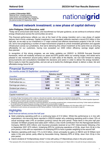 Thumbnail National Grid Half-year Report 2023-h1