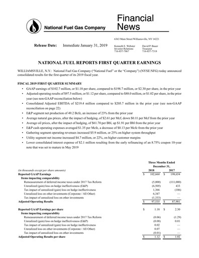 Vorschaubild National Fuel Gas
 Quartalsbericht 2019-q1