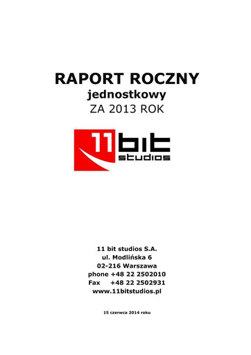 Thumbnail 11 bit studios Annual Report 2013