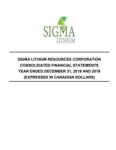 Thumbnail Sigma Lithium Financial Statement 2019