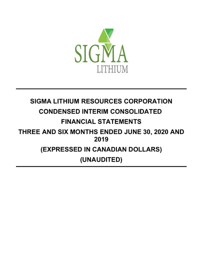Thumbnail Sigma Lithium Quarterly Report 2020-q2