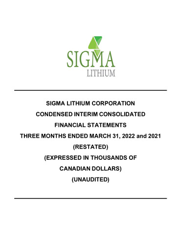 Thumbnail Sigma Lithium Quarterly Report 2022-q1