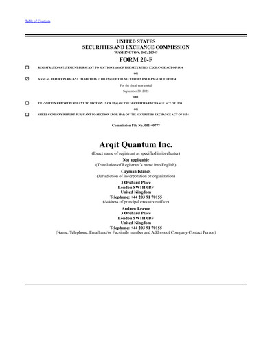 Thumbnail Arqit Quantum Annual Report 2025