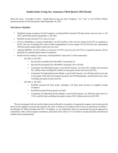 Vorschaubild Sonida Senior Living Quartalsbericht 2022-q3