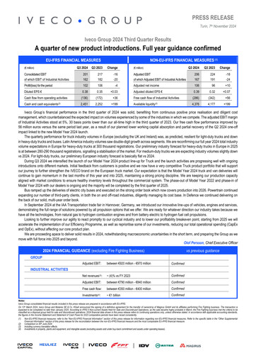 Miniature Iveco Group Rapport trimestriel 2024-q3