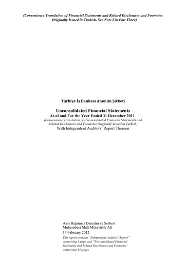 Thumbnail Türkiye Is Bankasi Financial Statement 2011