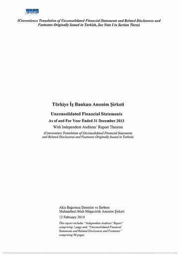 Thumbnail Türkiye Is Bankasi Financial Statement 2013