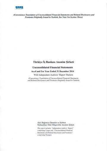 Thumbnail Türkiye Is Bankasi Financial Statement 2014