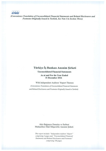 Thumbnail Türkiye Is Bankasi Financial Statement 2016