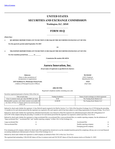 Thumbnail Aurora Innovation Quarterly Report 2025-q3