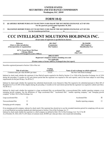 Vorschaubild CCC Intelligent Solutions Quartalsbericht 2022-q3