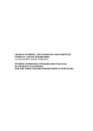 Thumbnail Arabian Internet and Communications Services Quarterly Report 2023-q1