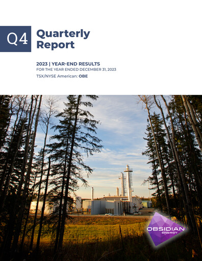 Thumbnail Obsidian Energy Financial Statement 2023