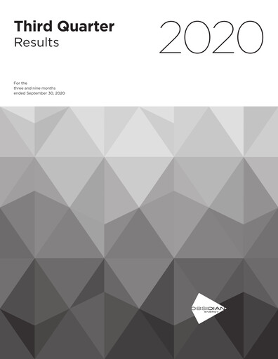 Thumbnail Obsidian Energy Quarterly Report 2020-q3