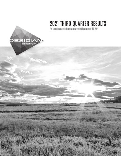 Thumbnail Obsidian Energy Quarterly Report 2021-q3
