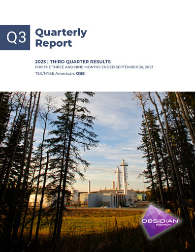 Thumbnail Obsidian Energy Quarterly Report 2023-q3