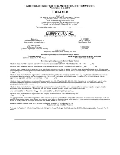 Miniature Murphy USA
 Rapport financier 2014